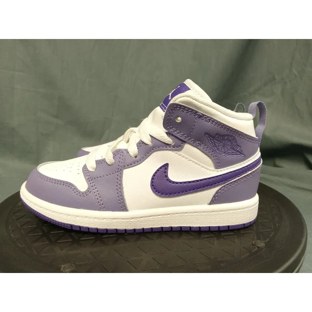 Jordan 1 Mid (PS) Leather Girls Purple White Size 1Y BRAND NEW IN BOX! - Picture 5 of 11